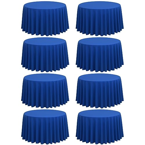 8 Pack Royal Blue Round Tablecloth 120 Inch Circle Polyester Table Cloth, Washable Fabric Stain and Wrinkle Resistant Table Cover Round Tableclothes for Wedding Parties Banquet Reception Dining