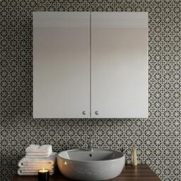 Croydex Carra 50 x 45cm White Bathroom Mirror Cabinet -No Assembly Required