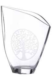 GILDE GLAS art Decorative Glass Flower Vase with Tree of Life Motif, Modern Decoration, Living Room Gift for Women, Colour: Transparent, Height 33 cm
