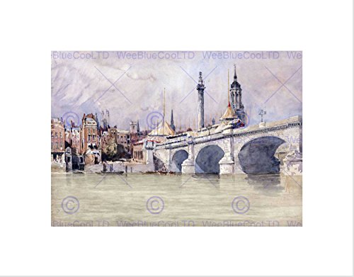 Wee Blue Coo PAINTING CITYSCAPE THAMES COX OPENING NEW LONDON BRIDGE FRAMED PRINT B12X12641