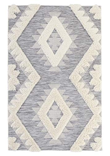 Mint Rugs Tiddas Indoor and Outdoor Vintage Handira Rug 155 x 230 cm Cream Grey