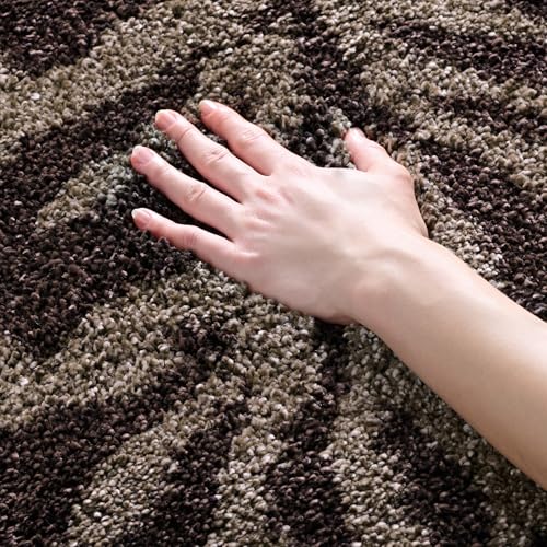 Safavieh Shaggy Indoor Woven Rectangle Area Rug, Florida Shag Collection, SG456, in Smoke / Dark Brown, 122 X 183 cm for Living Room, Bedroom or Any Indoor Space