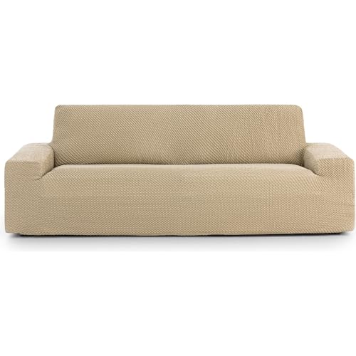 ECOMMERC3 Universal and Versatile 3 Seater Sofa Cover ??? Beige Sofa Cover Protector Easy to Install for Back, Seat and Arms