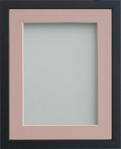 Frame Company Jellybean Range Black Wooden 12x12 inch Picture Photo Frame with Pink Mount for Image 10x10 inch * Choice of Colours & Sizes* Fitted with Perspex
