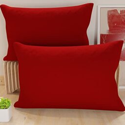 PETTI Artigiani Italiani - Pair of Microfiber Pillowcases 80x40 cm, Bedroom Cushions, Sofa, Set of 2 Cushion Covers, Solid Color Burgundy Pillowcase, 100% Made in Italy