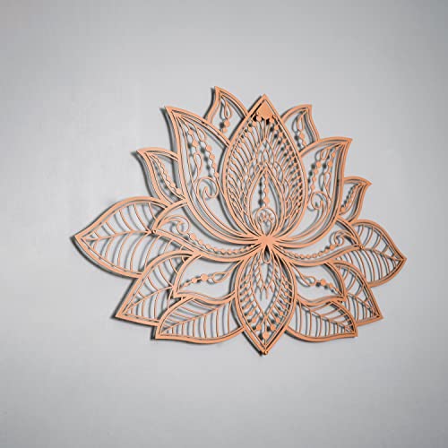 "iwa concept 3D Mandala Metal Wall Decor - Lotus Flower Decoration for Homes - Bedroom Metal Wall Art - Office Decor - Living Room Decor - New Year Gift - (26.3"" x 17"" - 67 x 43 cm, Copper)"