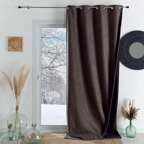Home Maison Phonic and Semi-Blackout Thermal Curtain – 140 x 300 cm – Taupe – 8 Gun Eyelets Ready to Hang