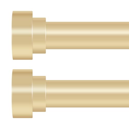 Hei! Dear 2 Pack Gold Curtain Rods for Windows 28 to 48 Inch, 1' Diameter Heavy Duty, Adjustable, Modern Decorative, Telescoping Window Curtains Rod 18-45 Inch, Brass Gold