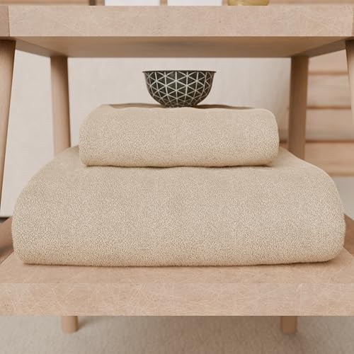 PETTI Artigiani Italiani - 100% Cotton Terry Bath Towels, 2+2 Towel Set, 4 Pieces 2 Face Towels and 2 Hand Towels, Beige Towels