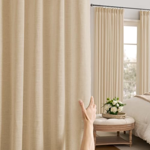 RAIN CITY Khaki Linen Pinch Pleated Curtains 2 Panels 40x105