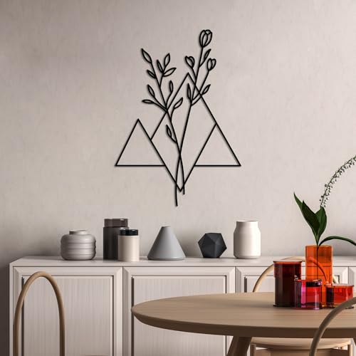 Hanah Home Stylish Black Decorative Metal Wall Accessory, 70 x 50 cm, 100% Metal (1.5 mm), Lightweight (0.3 kg), Easy Wall Mounting for Modern Decor