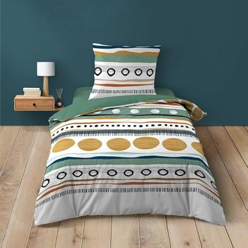 Douceur d'Intérieur, Asiana Green 2-Piece Bedding Set (140 x 200 cm) 100% Cotton