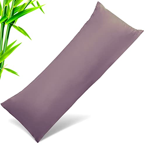 Body Cooling Pillow Cases Cover, Bamboo Rayon Body Pillowcases with Zipper Closure, Cool & Breathable Pillow Case for Hot Sleepers and Night Sweats, 20x54 inches, Greish Purple