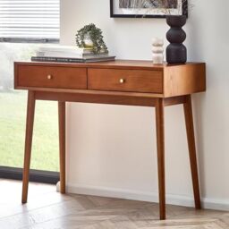 Julian Bowen Lowry 2 Drawer Console Table, Ash Effect - H80 x W100 x D45cm