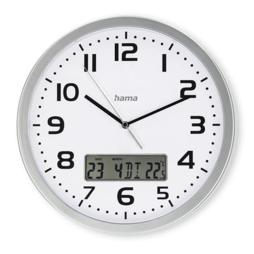 "Hama ""Moorea DCF Radio Wall Clock with Date and Temperature Display, Ø 30 cm, s"