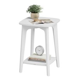VASAGLE Side Table, Small Square End Table with Lower Shelf, Nightstand for Small Spaces, Living Room, Bedroom, Cloud White LET236W01