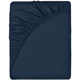 Sleepdown Fitted Sheet Polycotton Easy Care Non-Iron Super Soft 10 Inch 25cm Deep Pocket Bedsheet Bed Linen - Super King - Navy