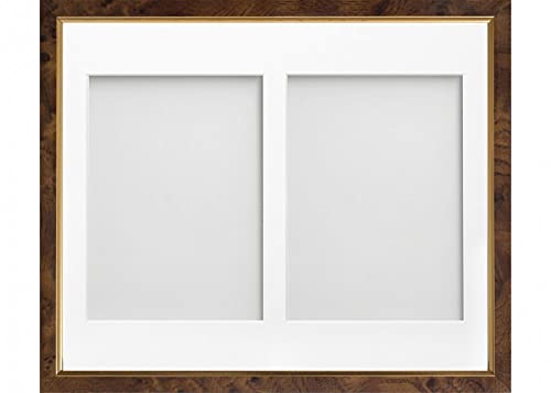 Frame Company Drayton Multi Aperture Photo Frame, Walnut, 14x11 for 8x6 inch (x2)