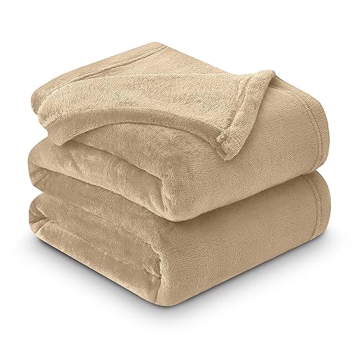 Gaveno Cavailia Super Soft Faux Fur Fleece Plain Throw Blanket, Biscuit, King, 200 x 240 cm
