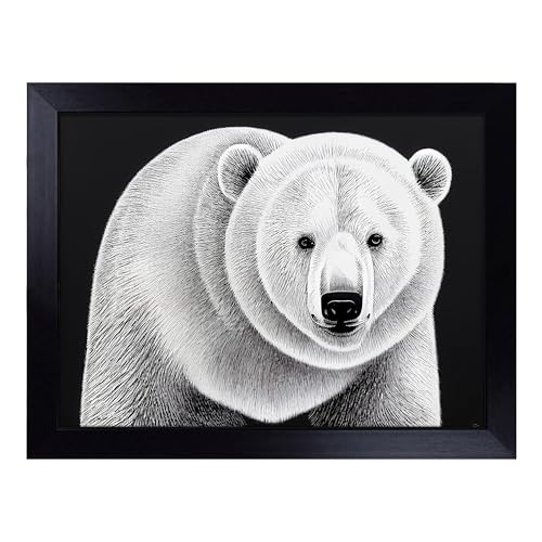 Lap Tray with Bean Bag Cushion, Awesome Polar Bear - Handmade in the UK, Raised Wooden Edge, Padded Cushion, Heat-Resistant Wipe-Clean Surface, for Meals, Laptops and Crafts