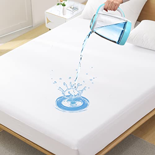 King Waterproof Mattress Protector - Noiseless, Breathable, Machine Washable Fitted Mattress Cover with Deep Pocket up to 5???-21??????White???