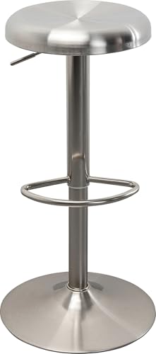 Kare Design Bar Stool Kalea, Silver, Height Adjustable 81cm, Steel, Round, Modern, Dining Room Chair, Modern Furniture, Seating for Home Kitchen