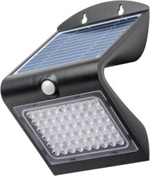 Goobay 4W IP65 4000K Neutral White 4000K LED Solar Wall Light with Rechargeable Battery - PIR Sensor, 2 Lighting Modes 500 Lumen, Black 77429
