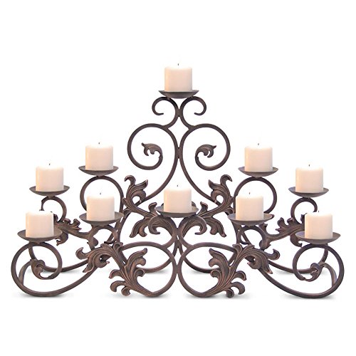 Pilgrim Home and Hearth 17504 Venice Fireplace Candelabra Candle Holder, Distressed Bronze