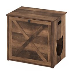 Furinno Peli Small Cat Litter Box Enclosure with Single Door, Rustic Brown
