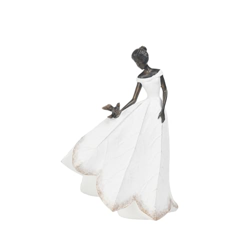 Guichifun Fairy Statue Collection Home Decoration - White Leaf Angel Girls Resin Living Room Bookshelf Decor Garden Outdoor Bathroom Decorations Figurines Gift 5.5 x 3.25 x 8 Inch