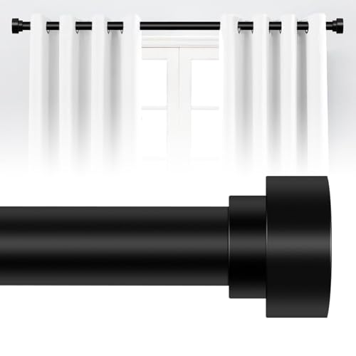 "HEI! DEAR Black Curtain Rods for Windows 28 to 48 Inch(2.3-4ft),1 Inch Adjustable Curtain Rod,Heavy Duty Curtain Rods,Thickened Sturdy Drapery Rods,Telescoping Window Curtain Rod 18-45"",Matte Black"