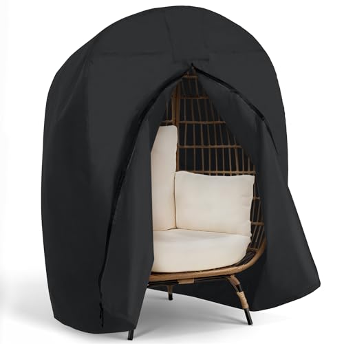 SUNCREAT Lawn Egg Chair Cover, Patio Furniture Cover for Indoor Outdoor Lounger, Black