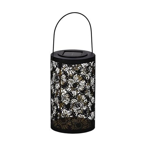 Eglo Solar Lantern Z_Solar, Outdoor lamp with Handle, Light Fixture for Balcony and Garden, Metal and Plastic in Bronze Gold Black, Warm White Lighting