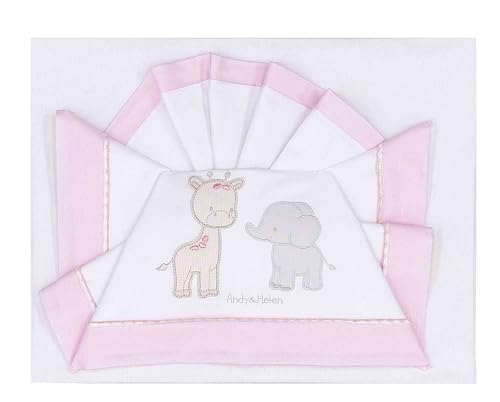 ANDY & HELEN® 3-Piece Set of Top Sheet, Fitted Sheet and Pillowcase, 100% Cotton, Pink
