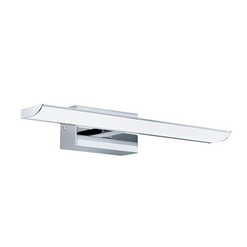 EGLO Connect Tabiano-C LED Wall Light 1 Bulb LED Mirror Light Steel and Plastic in Chrome, White, Bathroom Lamp with Colour Temperature Change (Warm - Cold), RGB, Dimmable, IP 44, L 60.5 cm