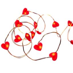 Hellum, LED Heart Fairy Lights, 20 red Hearts with red LEDs, Battery Operated (2AA not Included), for Valentines Day, Mothers Day, Birthday, Anniversary 570854