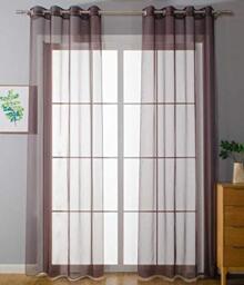 Plain 20332-cn2 Set of 2 Eyelet Curtains 145 x 140 cm Brown Eyelet Curtains with Eyelets Lead Band Closure Living Room