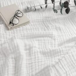 Comfy Cubs Adult Muslin Blanket Twin, 229 x 168 cm - Soft, Six-Layered, Lightweight, Breathable Cotton Blanket for All Seasons - Machine Washable, Stylish Home Decor - White
