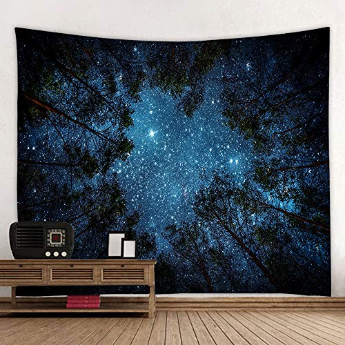 Llamazing Forest Tapestry Home Decor Landscape Living Room Bedroom Decoration Magic Tapestry Curtain (Looking Up at The Stars, 78''L??60''W)