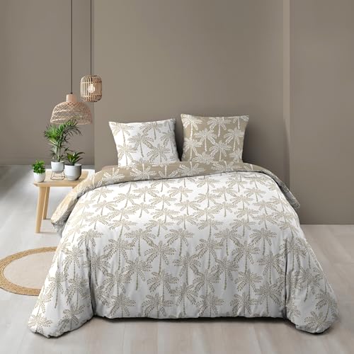 Douceur d'Intérieur, Oliana 3-Piece Reversible Bedding Set (240 x 220 cm) - 100% Cotton