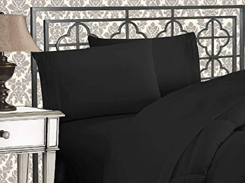 Elegant Comfort 1500 Thread Count Wrinkle & Fade Resistant Egyptian Quality Ultra Soft Luxurious 2-Piece Pillowcases, Standard Size, Black