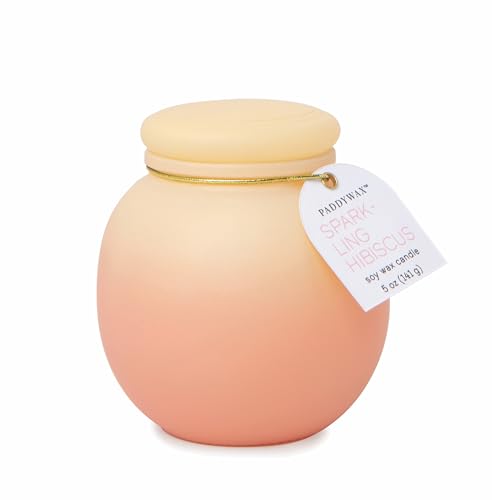 Paddywax Scented Candles Orb Collection Ombre Glass Luxury Artisan Candle, 141g, Sparkling Hibiscus
