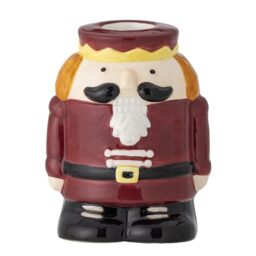Bloomingville Feast Candle Holder in Shape of a Nutcracker in Red Stoneware, Height: 9 cm