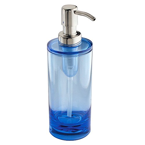 iDesign Eva Bathroom Soap Dispenser/Container, Made of Plastic, Ocean Blue/Silver