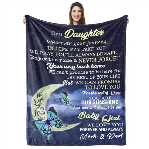"UFOORO Custom Throw Daughter Blanket Customized Blankets for Girls from Dad and Mom Birthday 55""x70"""