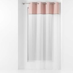 douceur d'intérieur, Net Curtain with Eyelets 137 x 240 cm Sandblasted Voile with Cotton Top Jolibel Pink