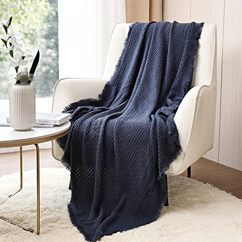 CREVENT Farmhouse Rust Knit Throw Blanket for Couch Sofa Chair Bed