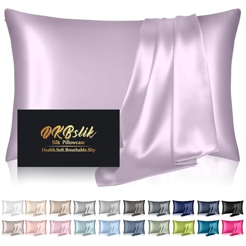 Silk Pillowcase for Hair and Skin, Mulberry Silk Pillow Cases Queen Size, Anti Acne Cooling Beauty Sleep Both Sides Natural Silk Satin Pillowcases with Hidden Zipper, Gifts for Women Men, Lavender