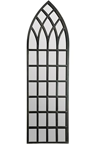 MirrorOutlet Extra Large Antique Black Apartment Style Leaner Tall Floor standing full length Metal Window Tall Mirror 160cm x 47.5cm, 5ft3 x 1ft7