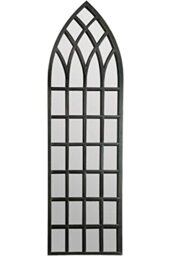 MirrorOutlet Extra Large Antique Black Apartment Style Leaner Tall Floor standing full length Metal Window Tall Mirror 160cm x 47.5cm, 5ft3 x 1ft7